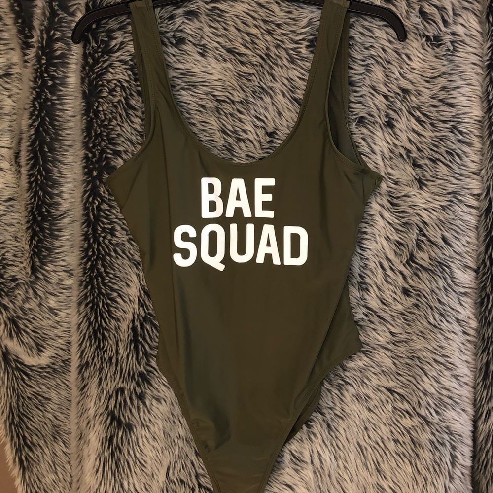 Bae Squad Olive Green One Piece Swimsuit